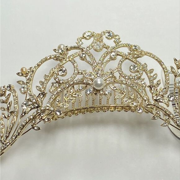 Homa Bridal 250 Crystal Gold Bridal Tiara Headpiece Hair Jewelry Wedding main image 10